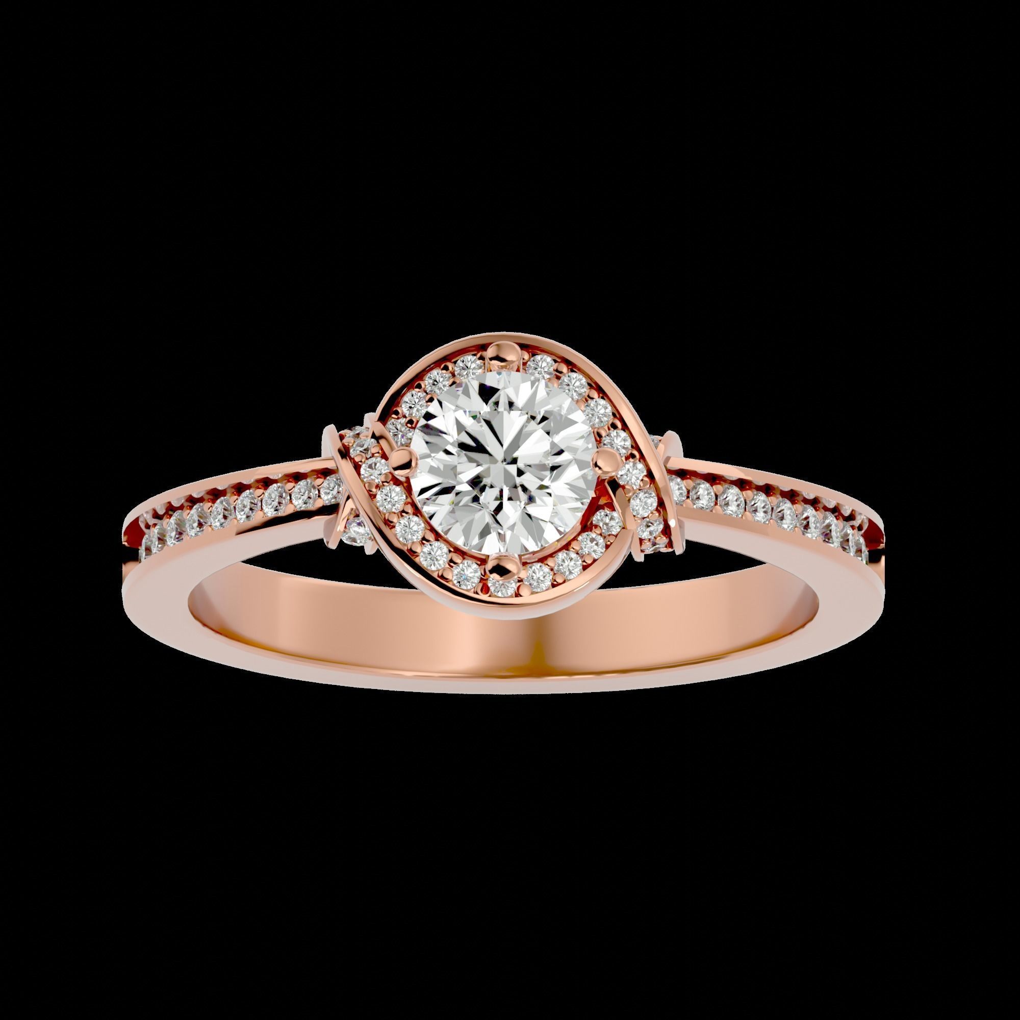 Solitaire ring model 3D print model_4