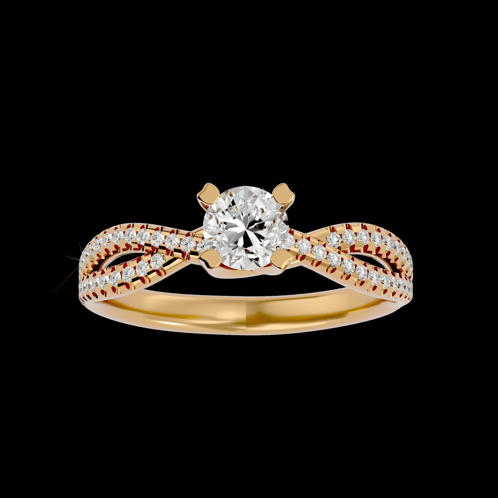 Solitaire ring model 3D print model_2