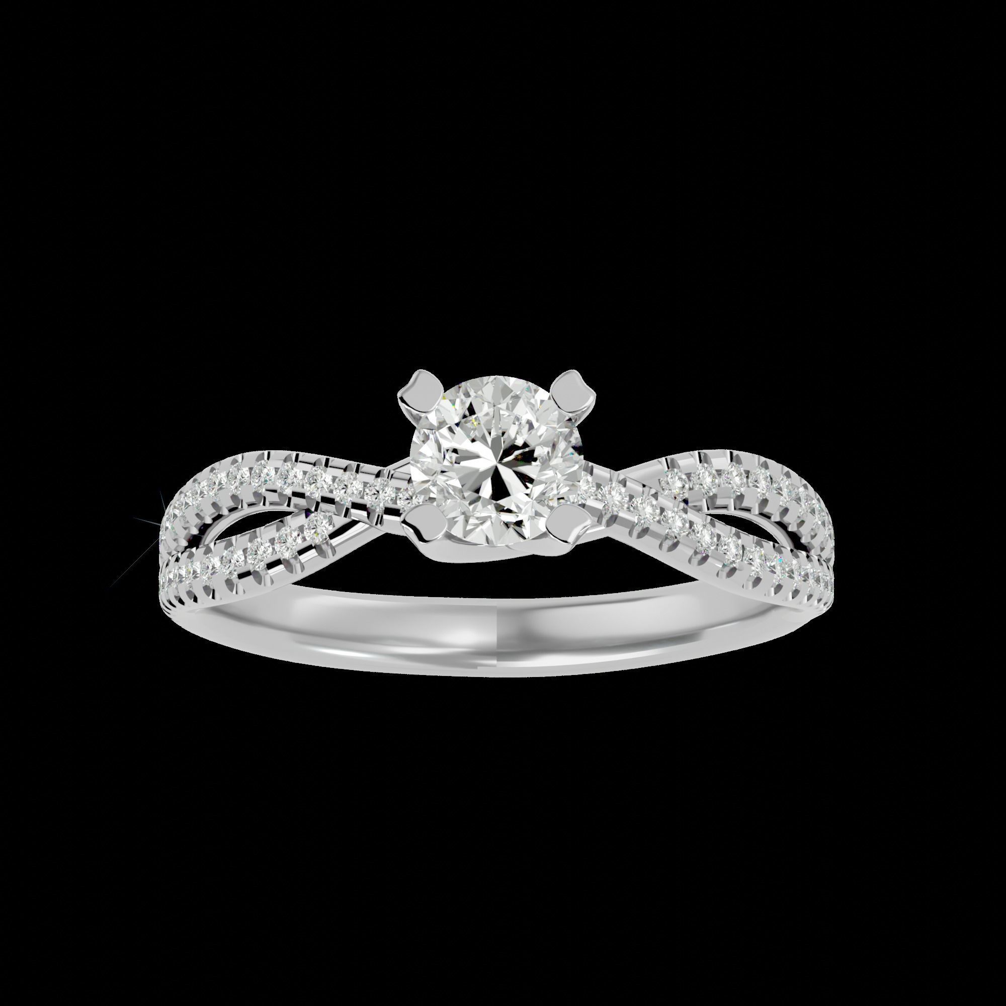 Solitaire ring model 3D print model_6
