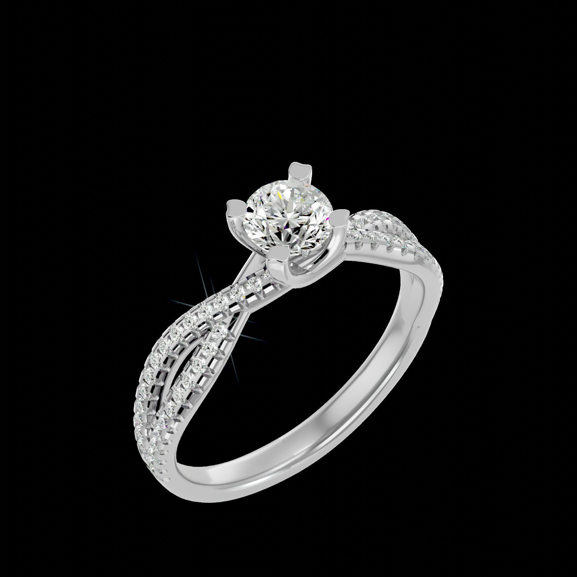 Solitaire ring model 3D print model_21