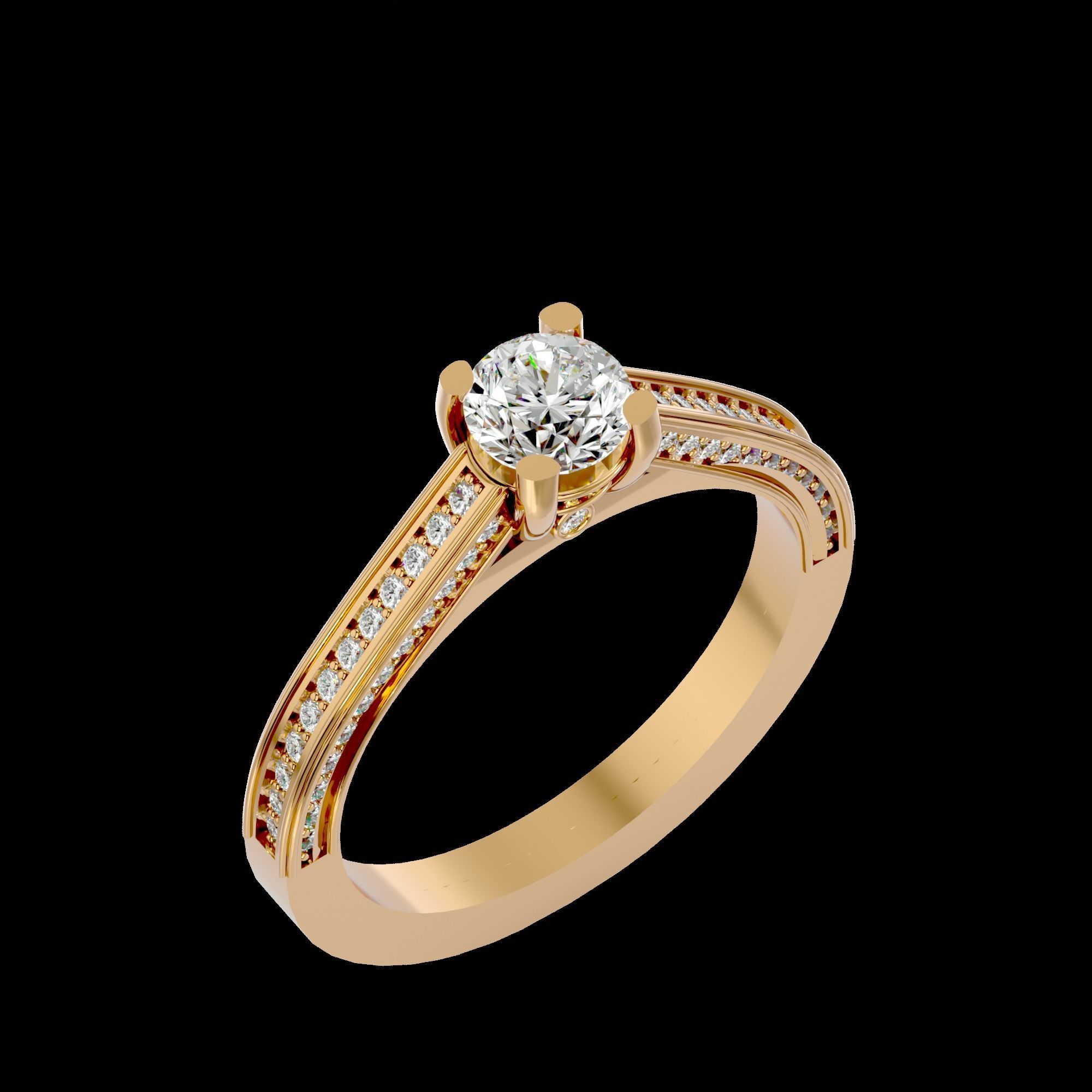 Solitaire ring model 3D print model_22