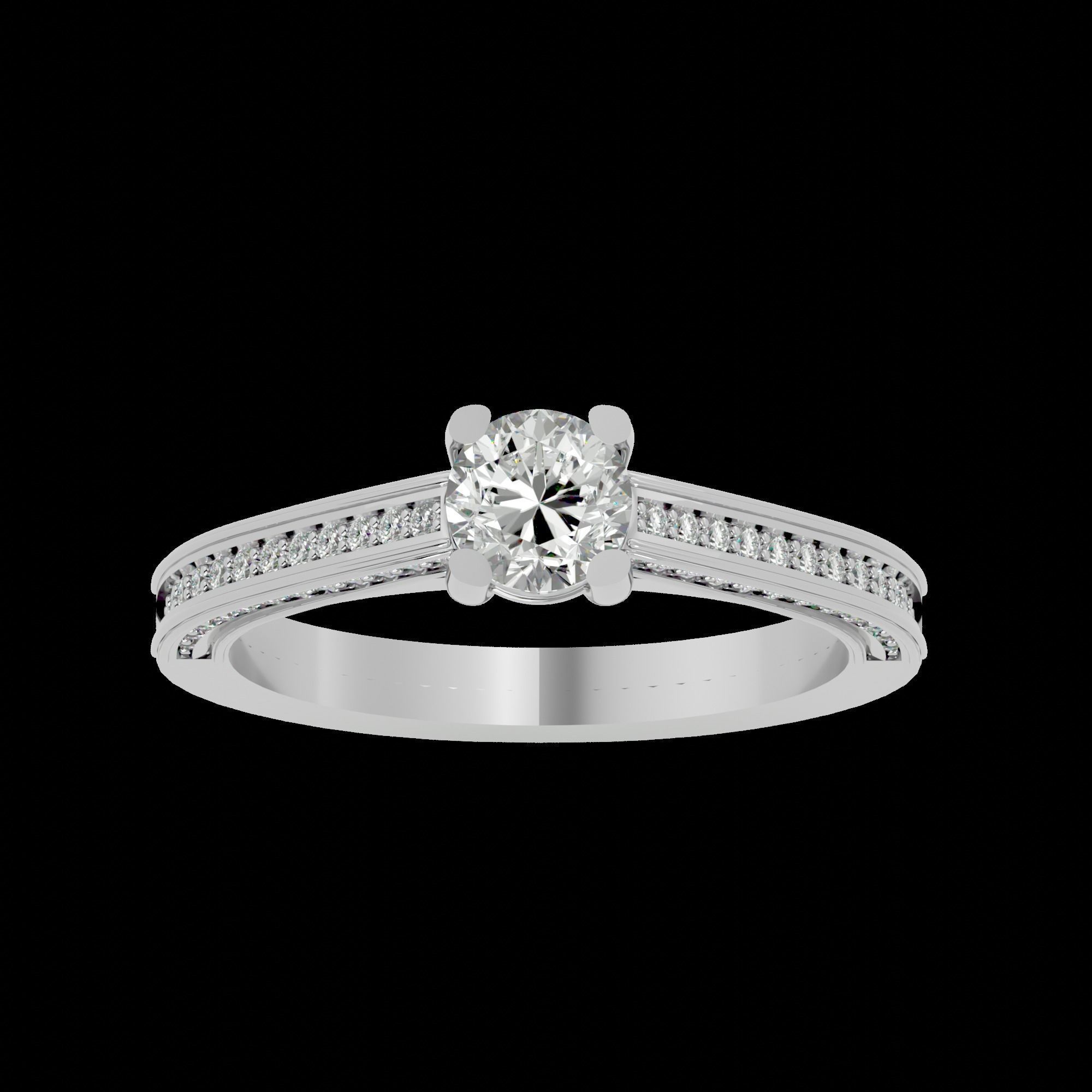 Solitaire ring model 3D print model_6