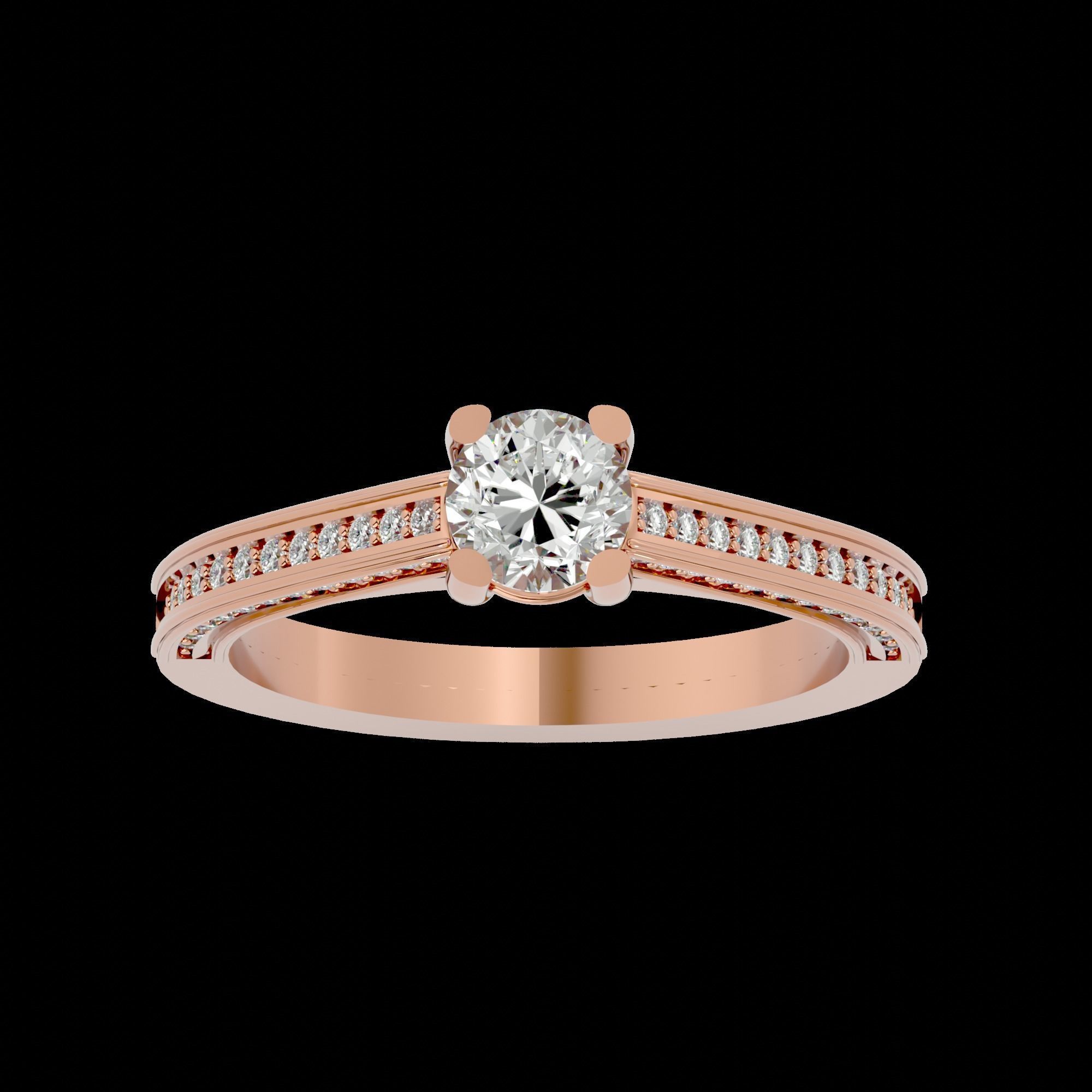 Solitaire ring model 3D print model_4