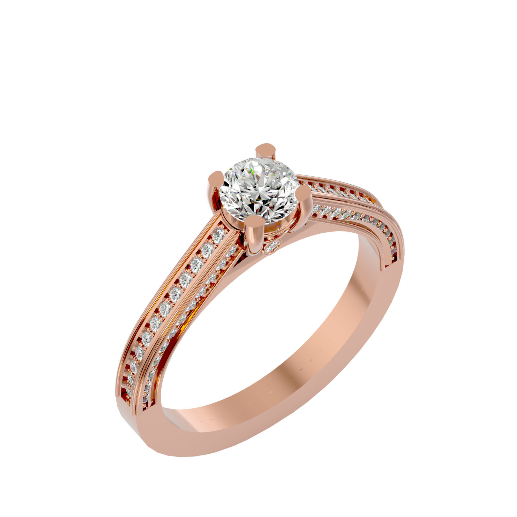 Solitaire ring model 3D print model_23