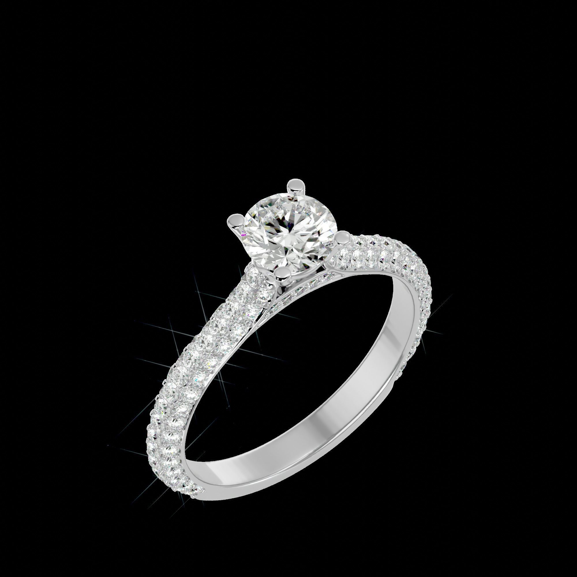 Solitaire ring model 3D print model_21