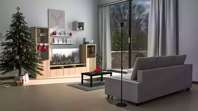 Christmas Decoration Livingroom 3D model