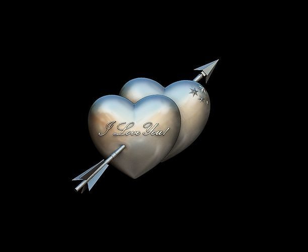Hearts with arrow Free 3D print model