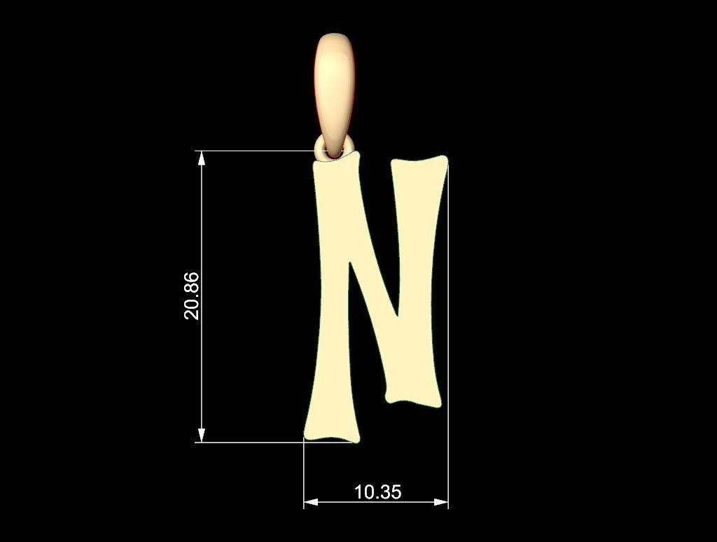 Initial Letters Pendant Spooky Hill N 3D print model_5