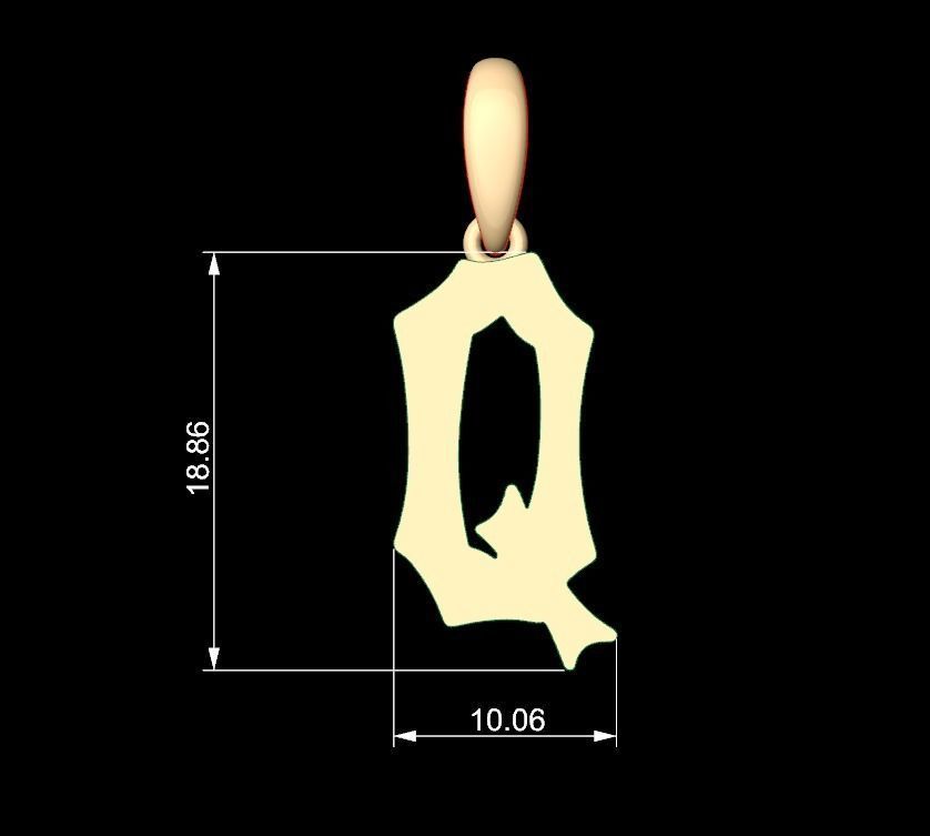 Initial Letters Pendant Spooky Hill Q 3D print model_5