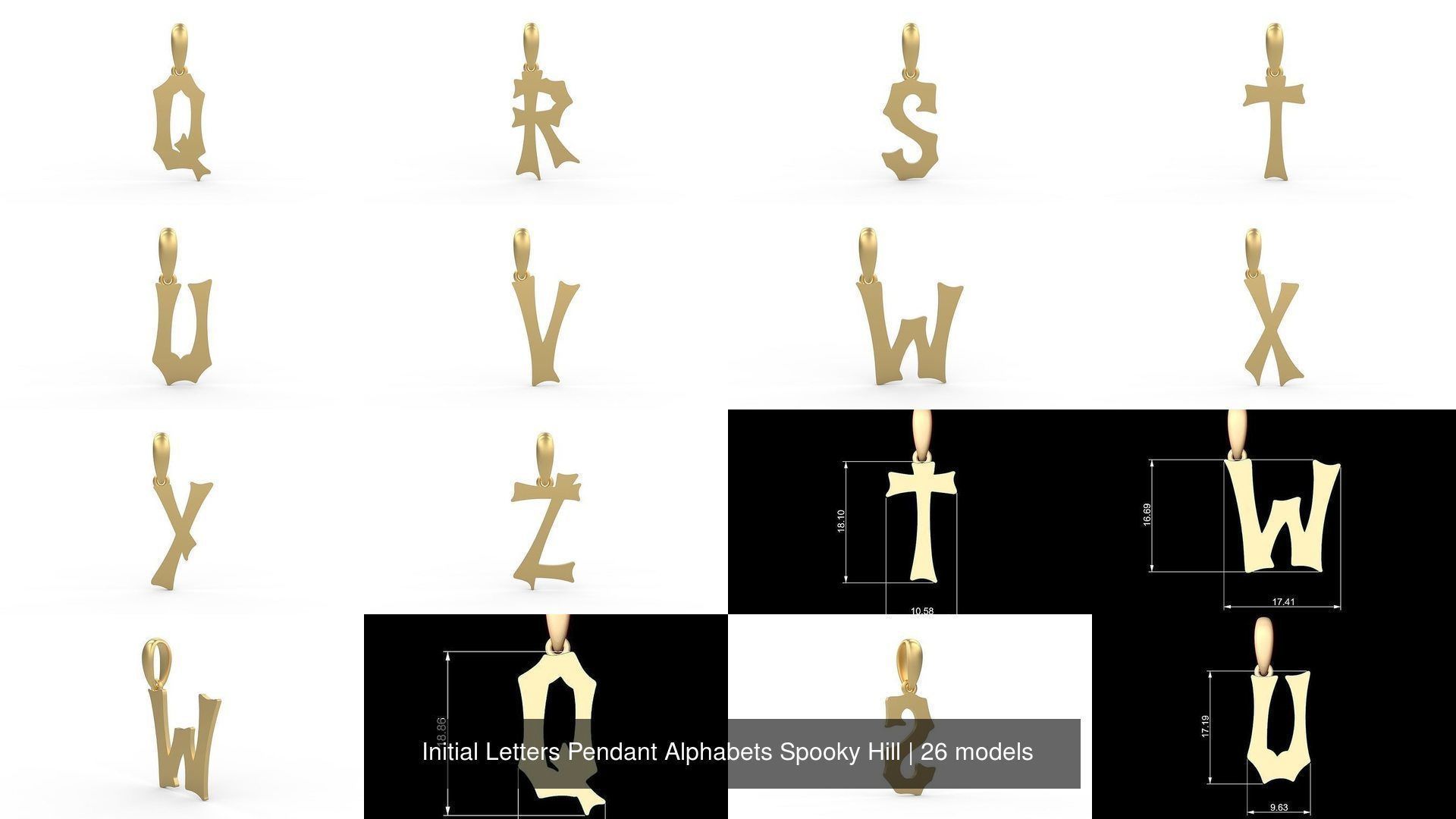 Initial Letters Pendant Alphabets Spooky Hill 3D Model Collection_2