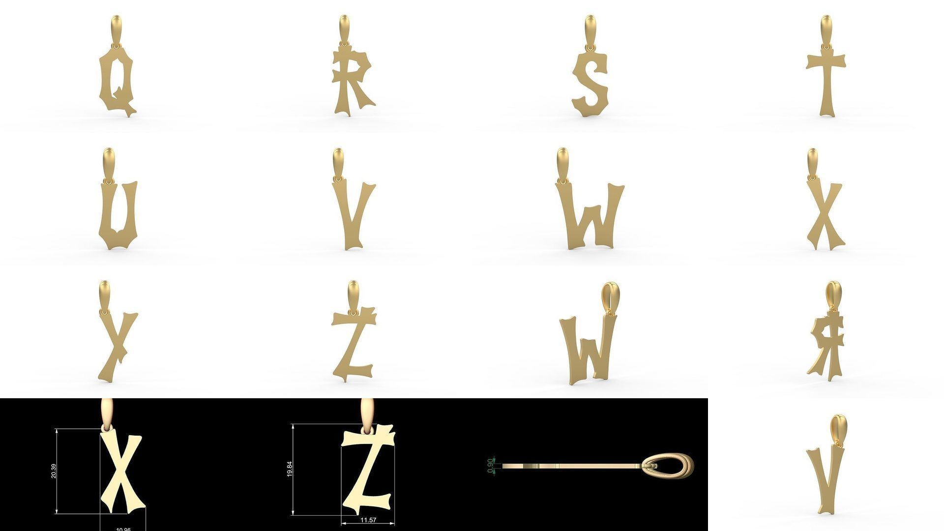 Initial Letters Pendant Alphabets Spooky Hill 3D Model Collection_1
