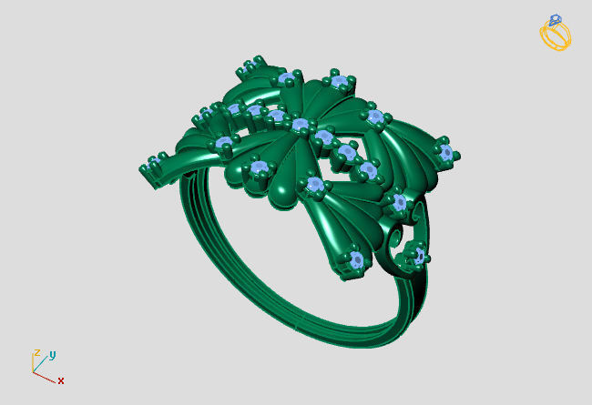 Womens Diamond Signet Ring Women Rings 3dmodels 3D print model 3D print model_1