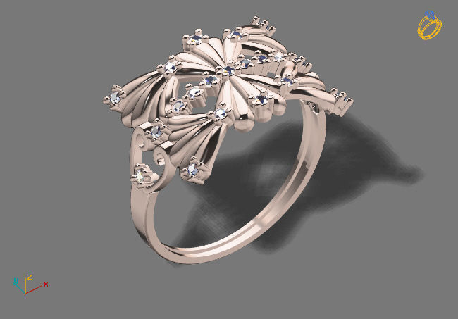 Womens Diamond Signet Ring Women Rings 3dmodels 3D print model 3D print model_4