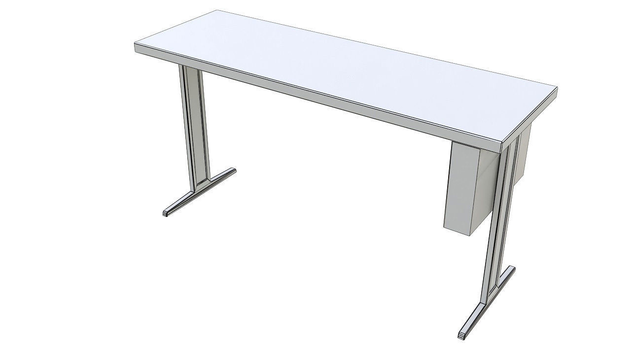 Wooden desk with pc 3D model_6