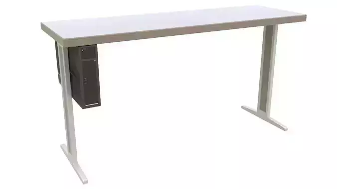 Wooden desk with pc 3D model