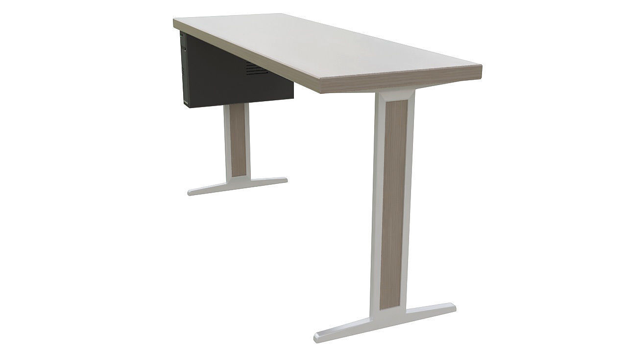 Wooden desk with pc 3D model_3