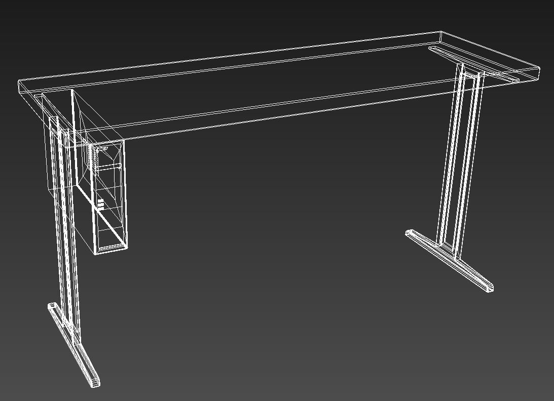Wooden desk with pc 3D model_12
