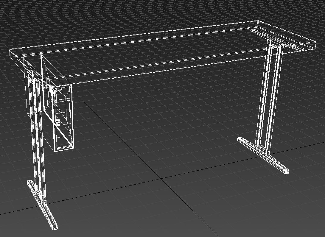 Wooden desk with pc 3D model_11