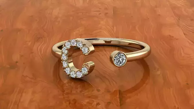 Jewelry Alphabet Ring  C