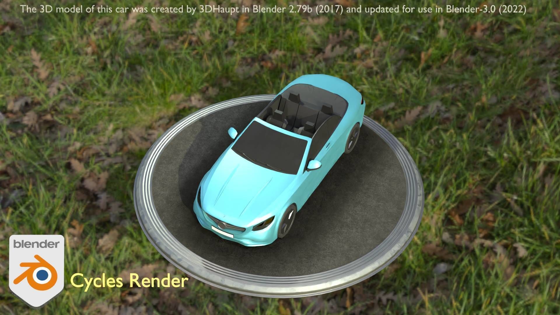 City Car 60 Top-Class Cabrio Open Type-A Blue Low-poly 3D model_69