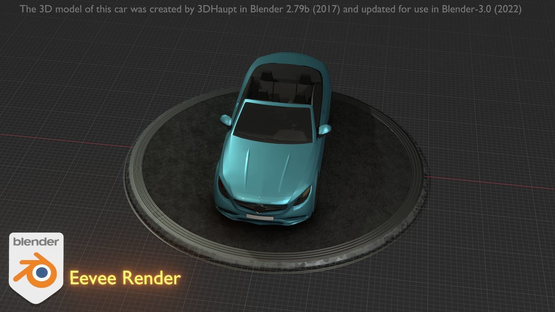 City Car 60 Top-Class Cabrio Open Type-A Blue Low-poly 3D model_68