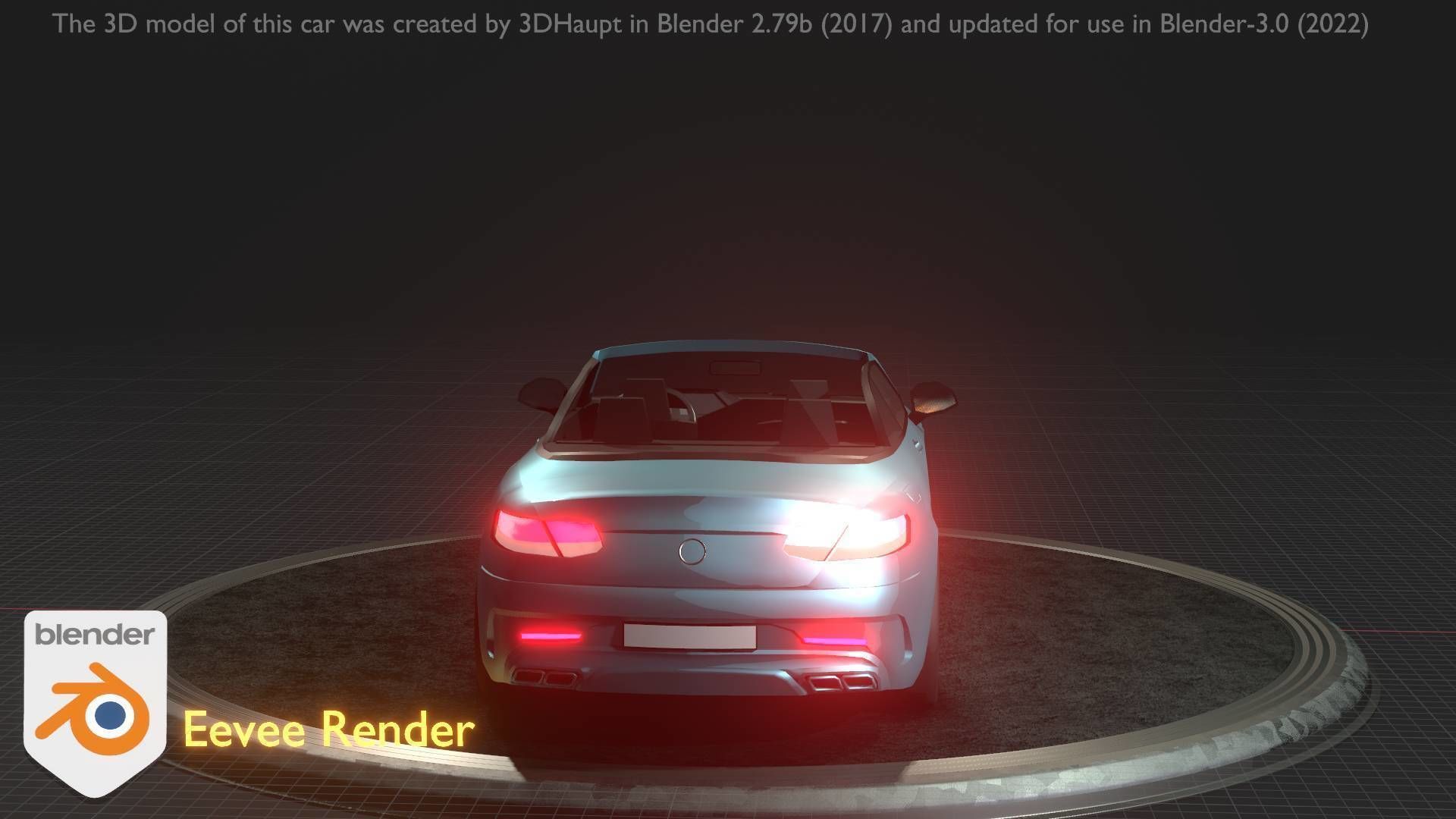 City Car 60 Top-Class Cabrio Open Type-A Blue Low-poly 3D model_75