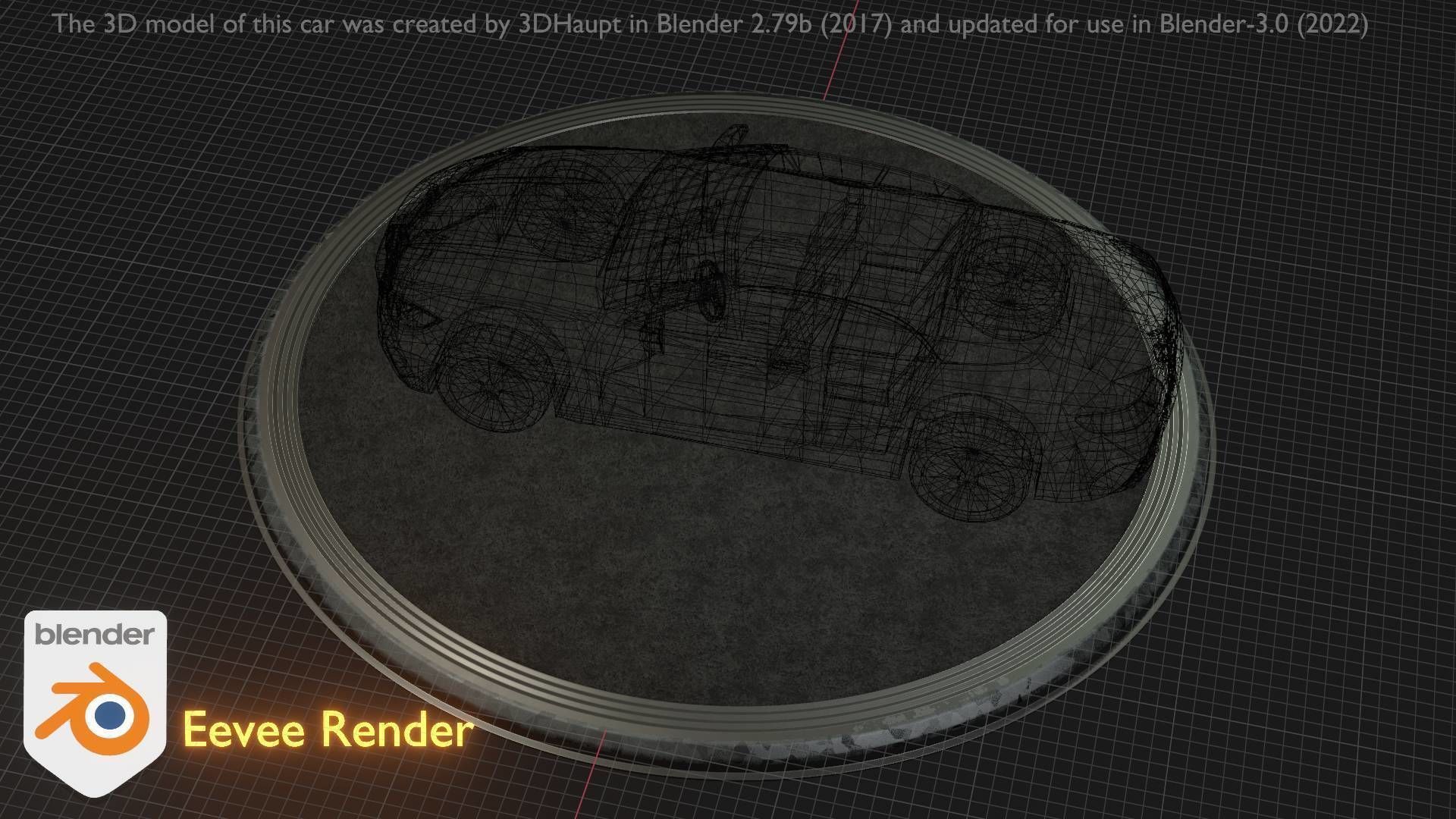 City Car 60 Top-Class Cabrio Open Type-A Blue Low-poly 3D model_59