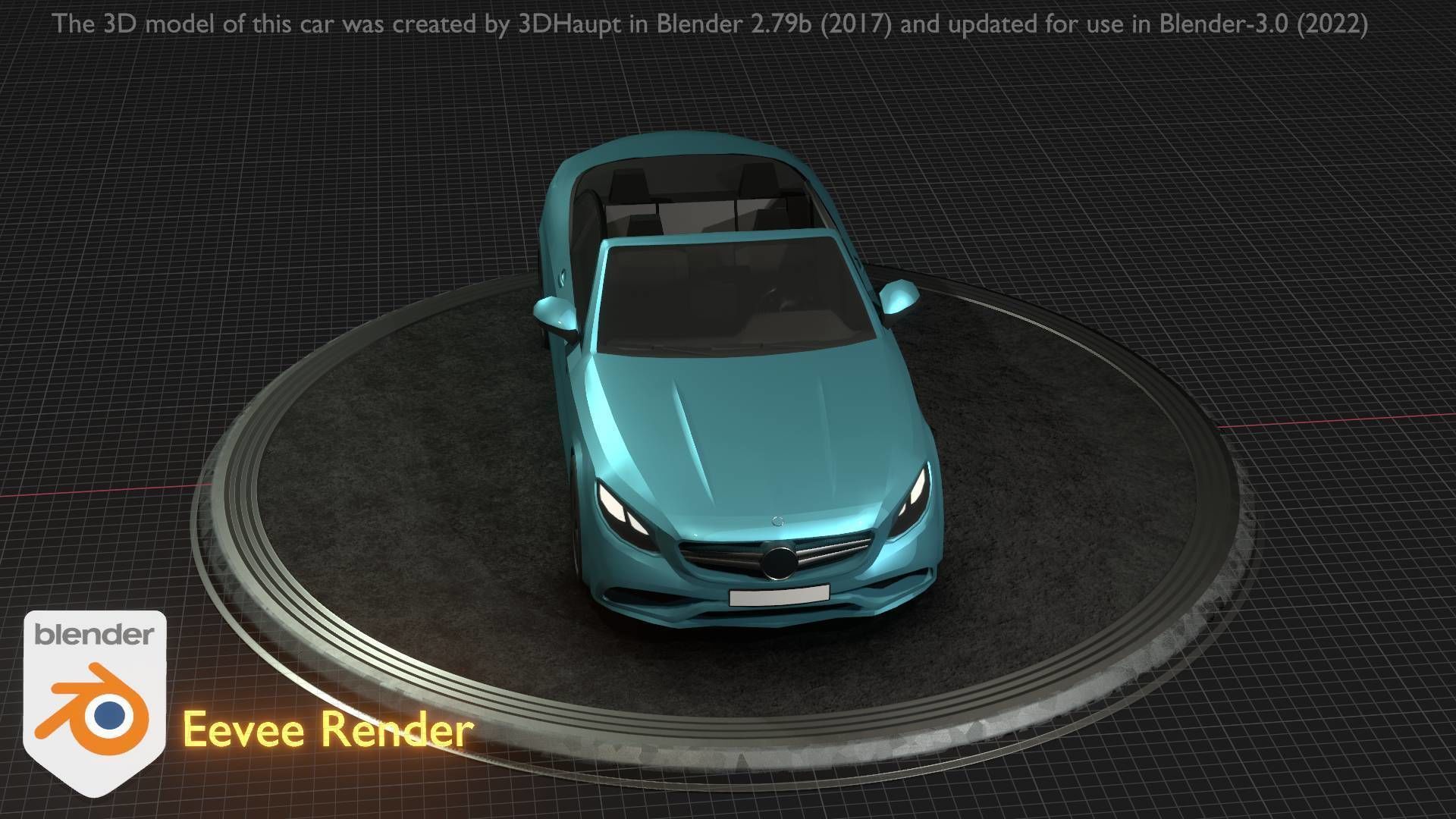 City Car 60 Top-Class Cabrio Open Type-A Blue Low-poly 3D model_96