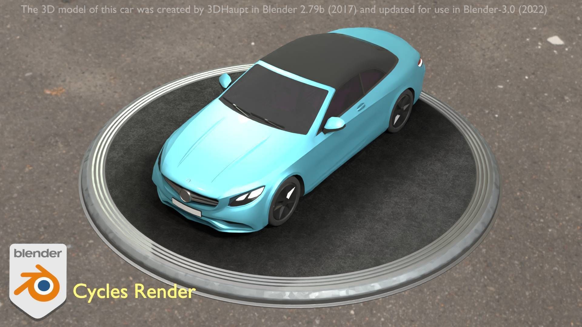 City Car 61 Upper Class Type-A Blue Low-poly 3D model_59