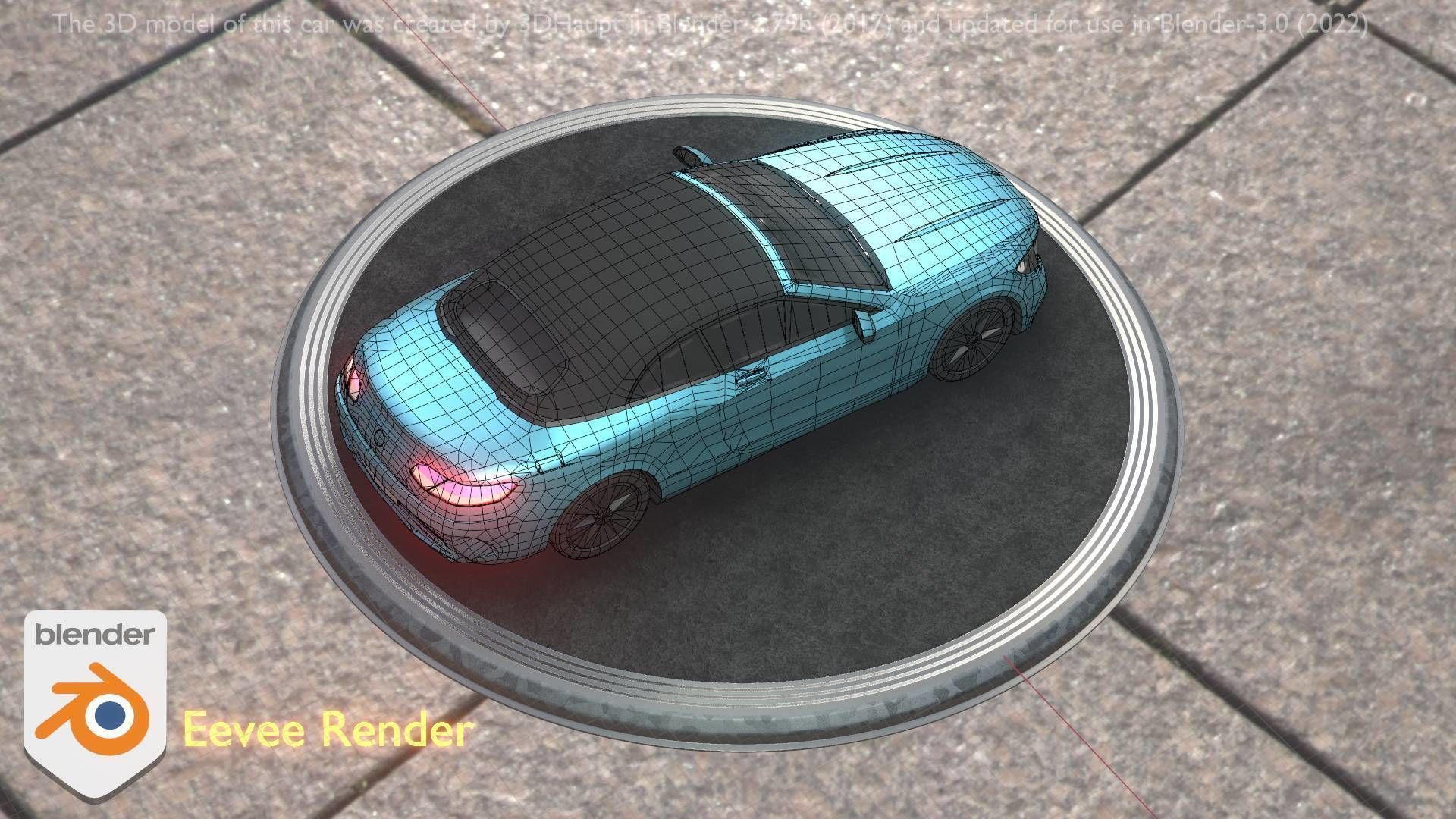 City Car 61 Upper Class Type-A Blue Low-poly 3D model_89