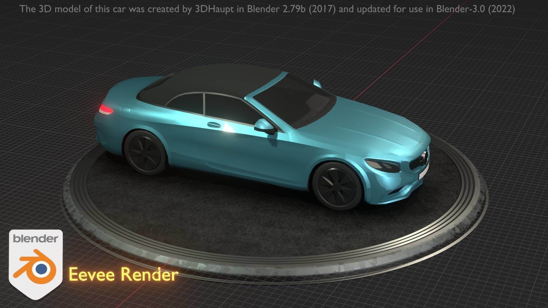 City Car 61 Upper Class Type-A Blue Low-poly 3D model_67