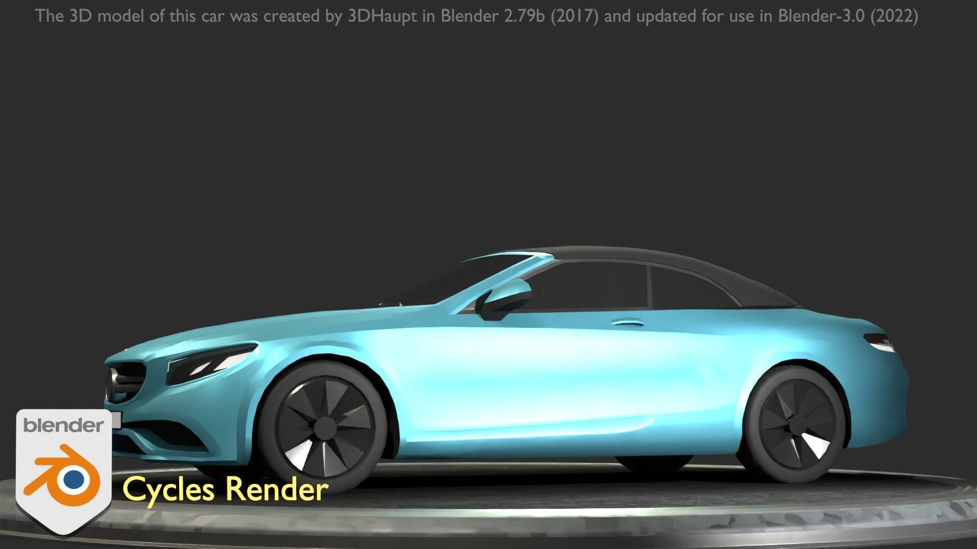 City Car 61 Upper Class Type-A Blue Low-poly 3D model_21