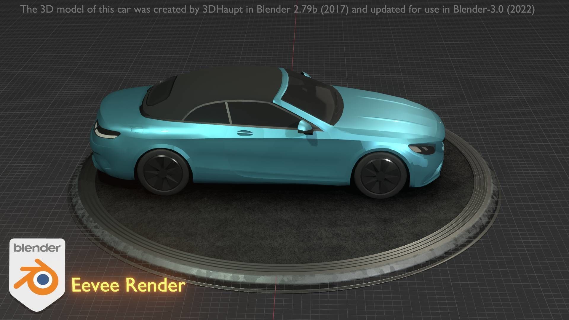 City Car 61 Upper Class Type-A Blue Low-poly 3D model_81