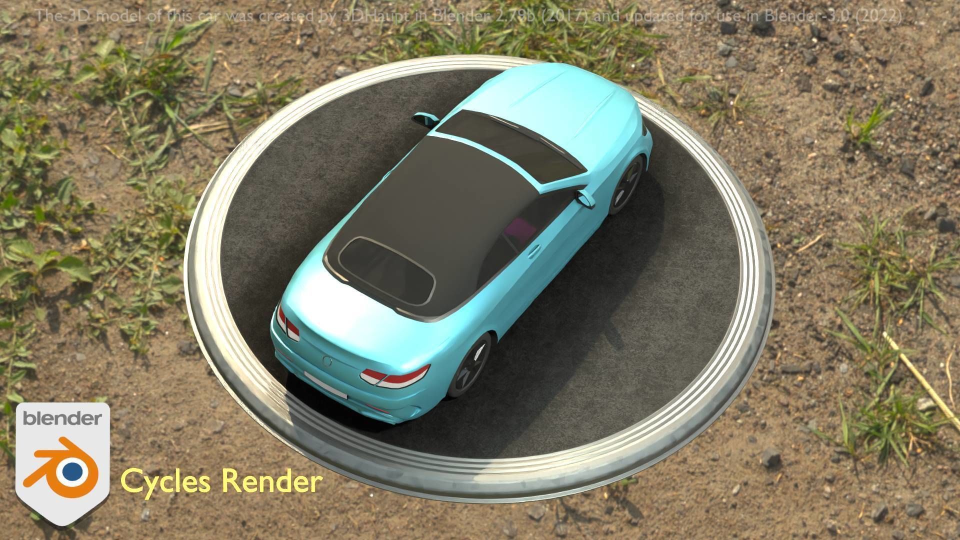 City Car 61 Upper Class Type-A Blue Low-poly 3D model_101