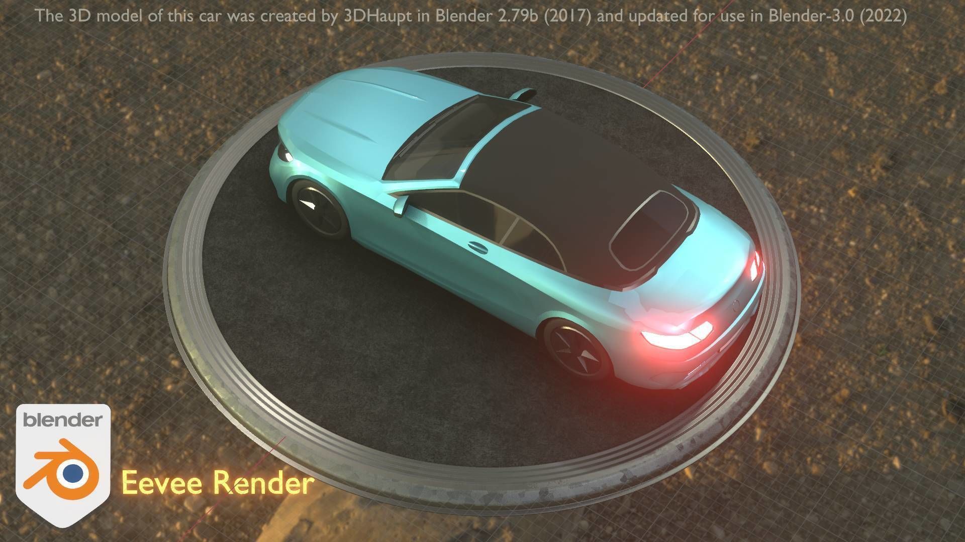 City Car 61 Upper Class Type-A Blue Low-poly 3D model_14