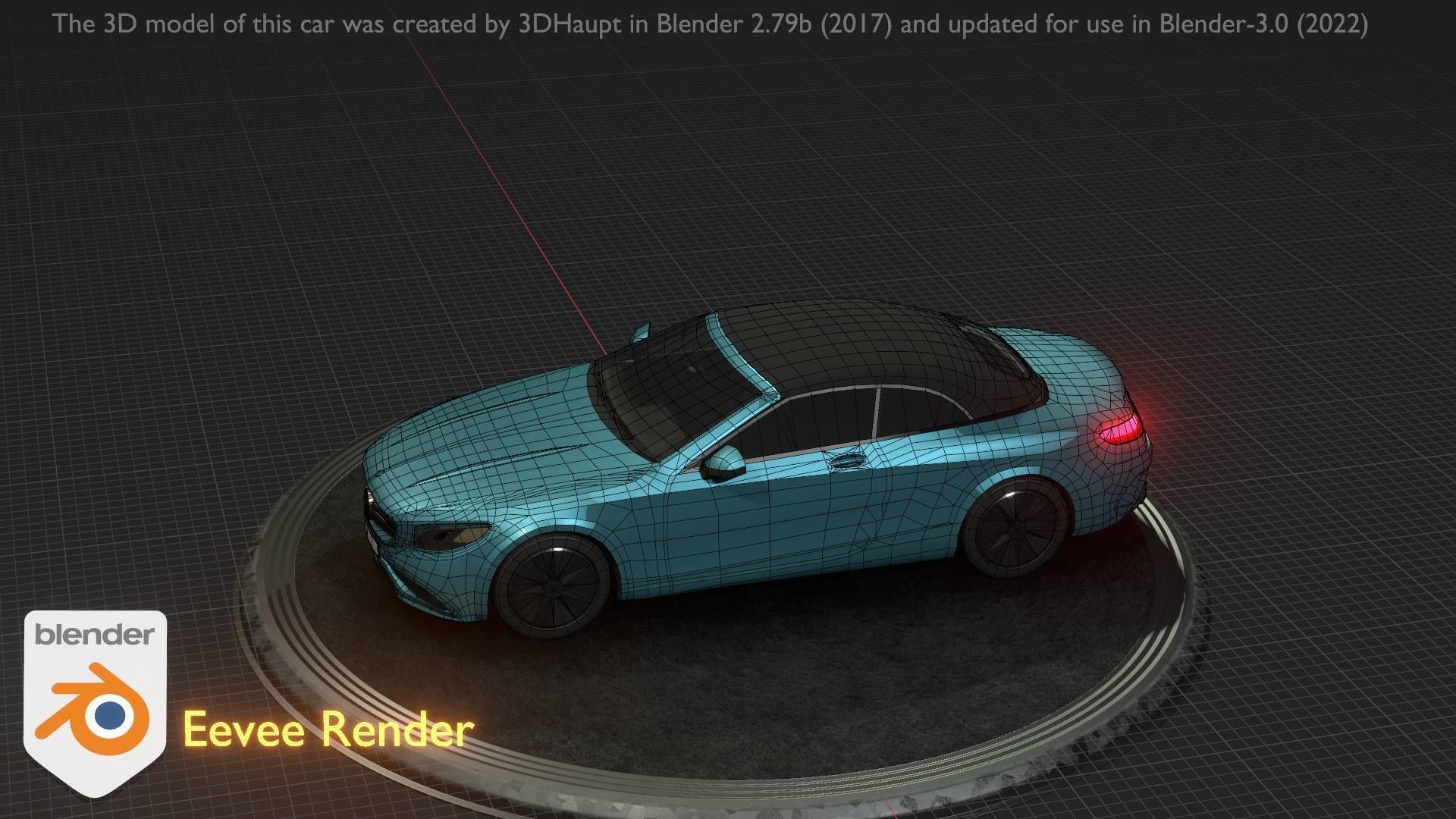 City Car 61 Upper Class Type-A Blue Low-poly 3D model_34