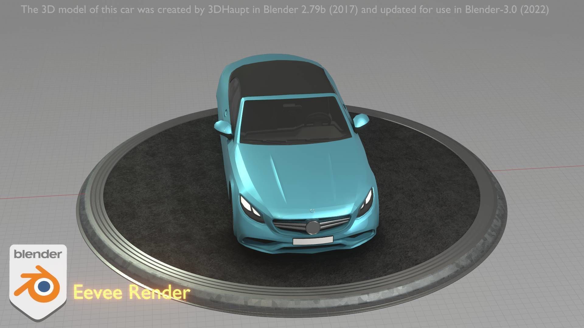 City Car 61 Upper Class Type-A Blue Low-poly 3D model_35