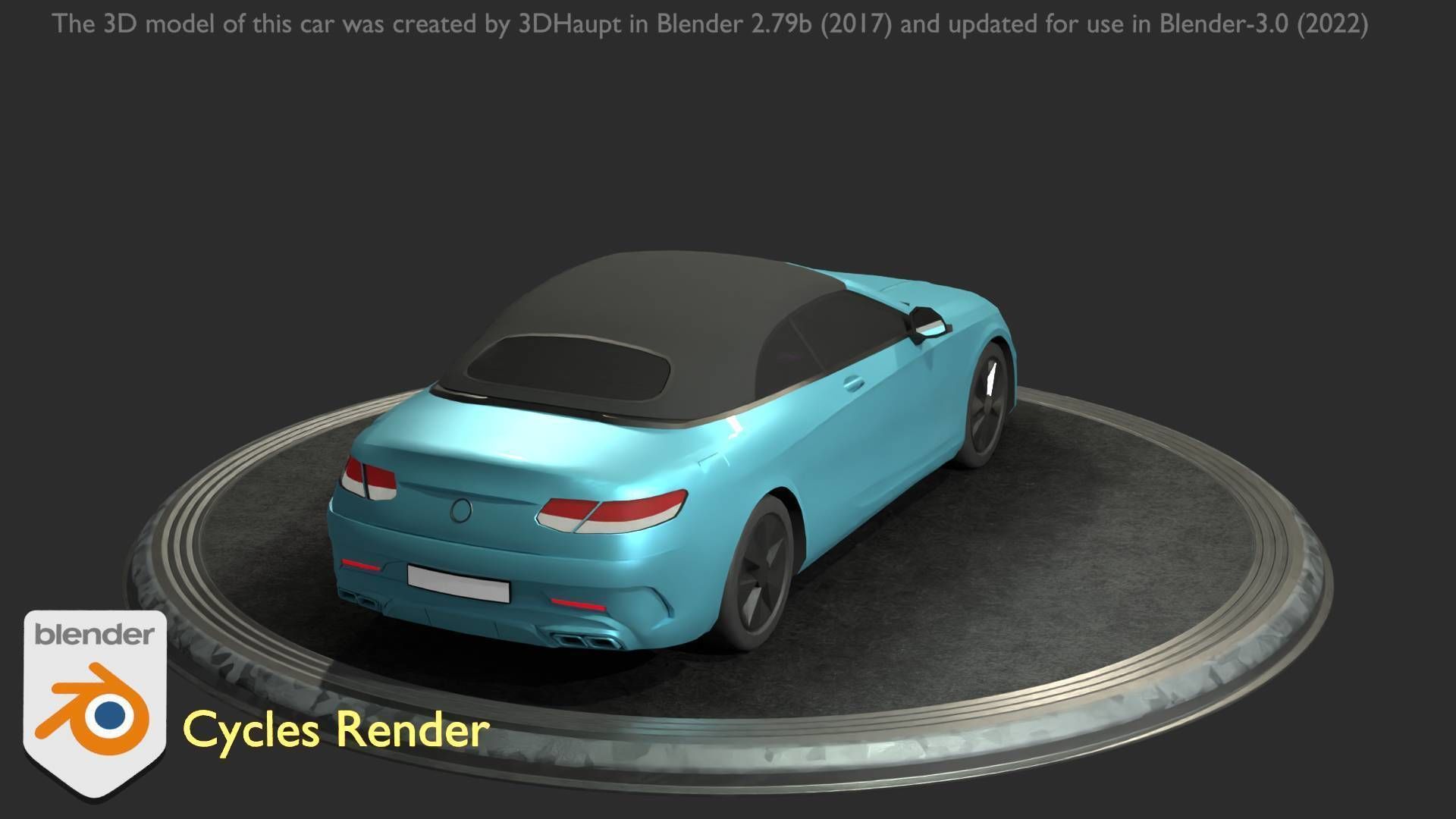 City Car 61 Upper Class Type-A Blue Low-poly 3D model_75
