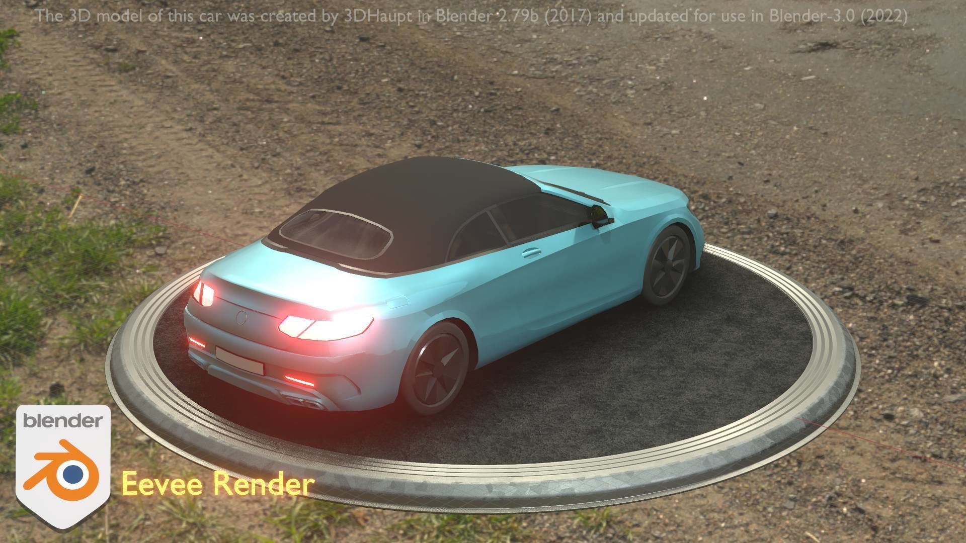 City Car 61 Upper Class Type-A Blue Low-poly 3D model_90