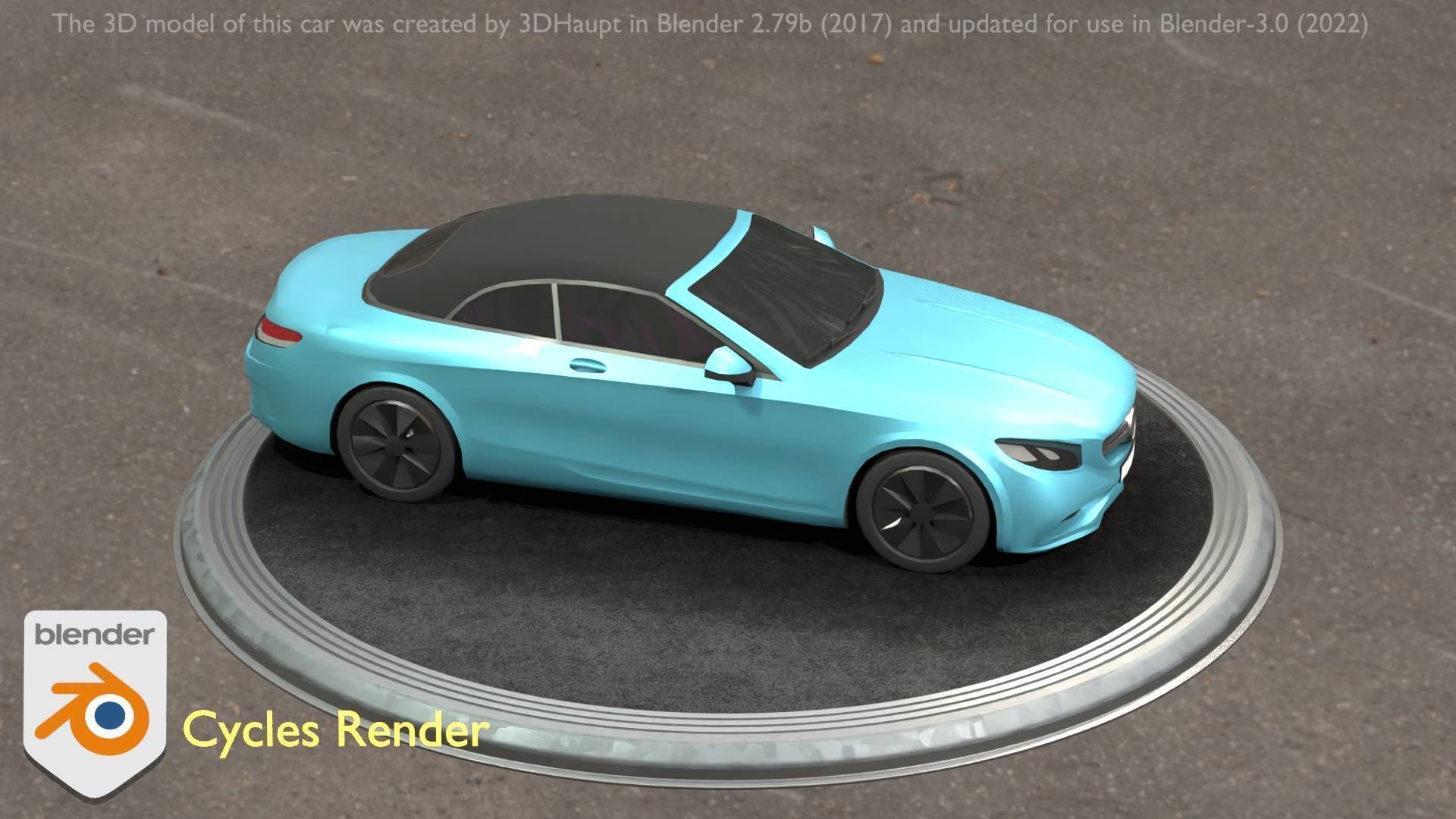 City Car 61 Upper Class Type-A Blue Low-poly 3D model_95