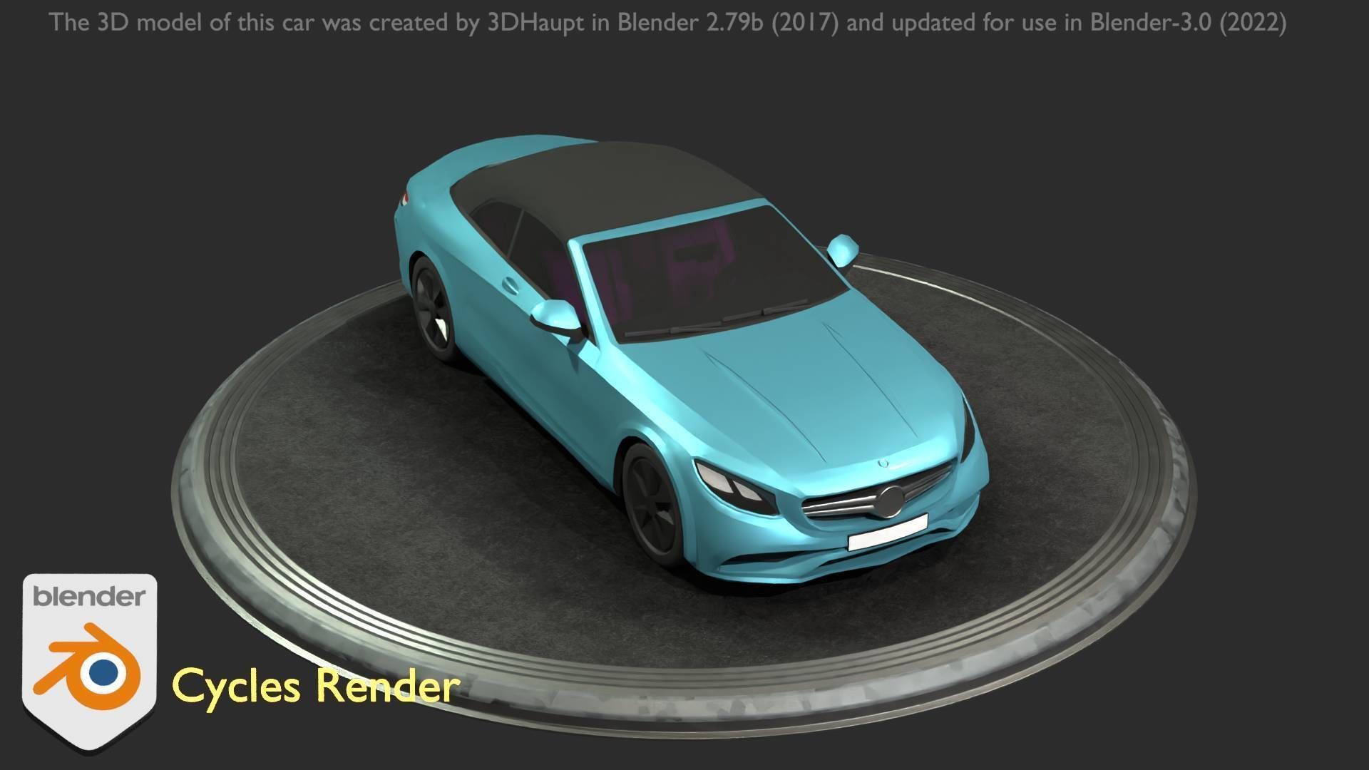City Car 61 Upper Class Type-A Blue Low-poly 3D model_94