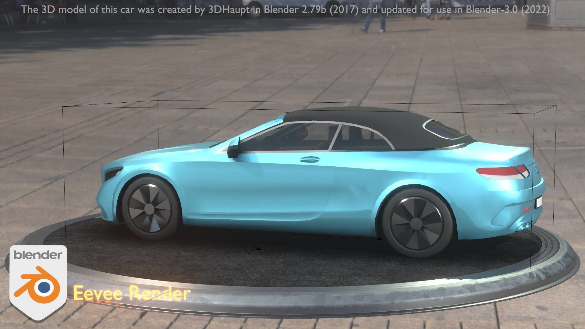 City Car 61 Upper Class Type-A Blue Low-poly 3D model_77