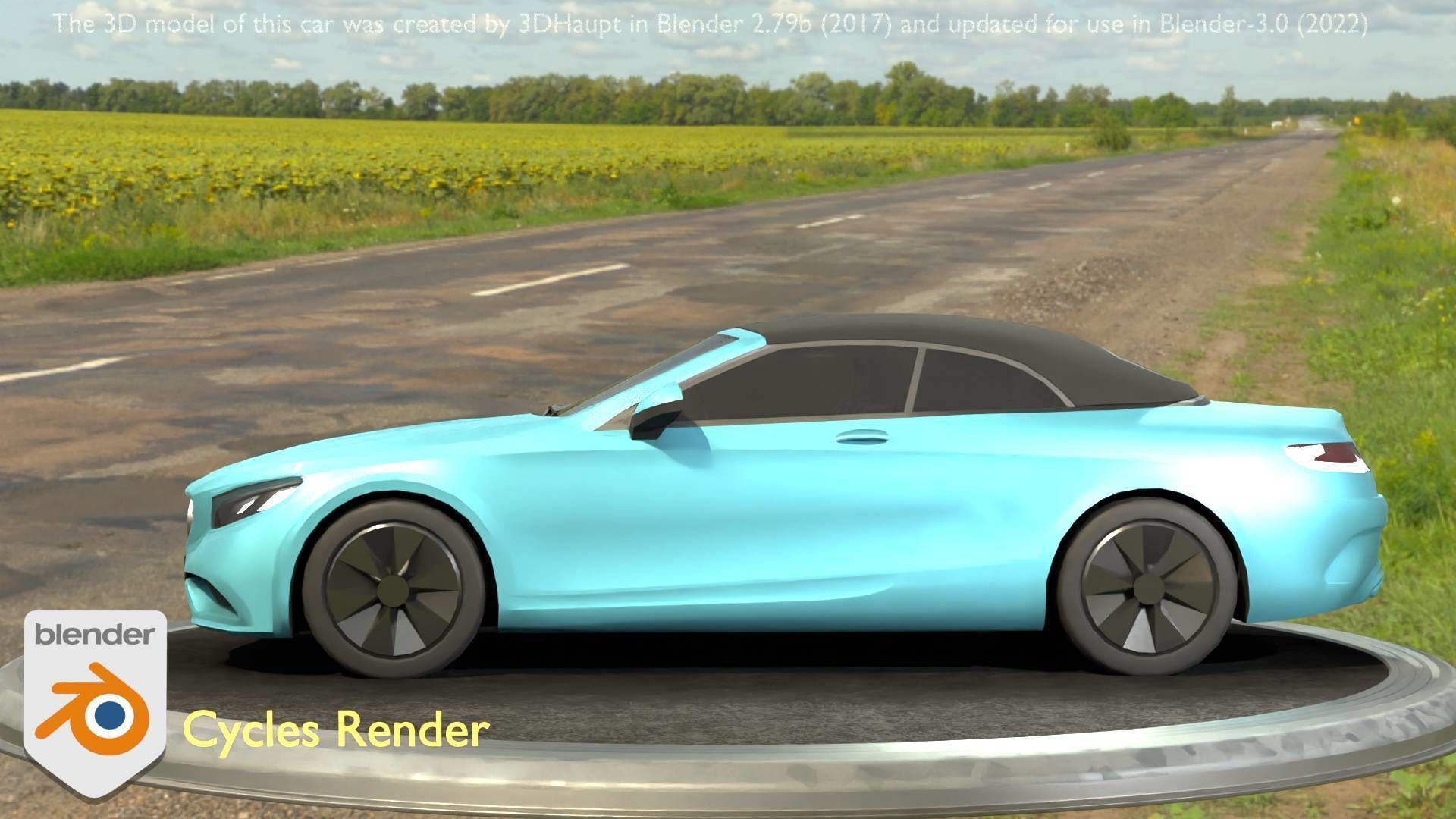 City Car 61 Upper Class Type-A Blue Low-poly 3D model_7