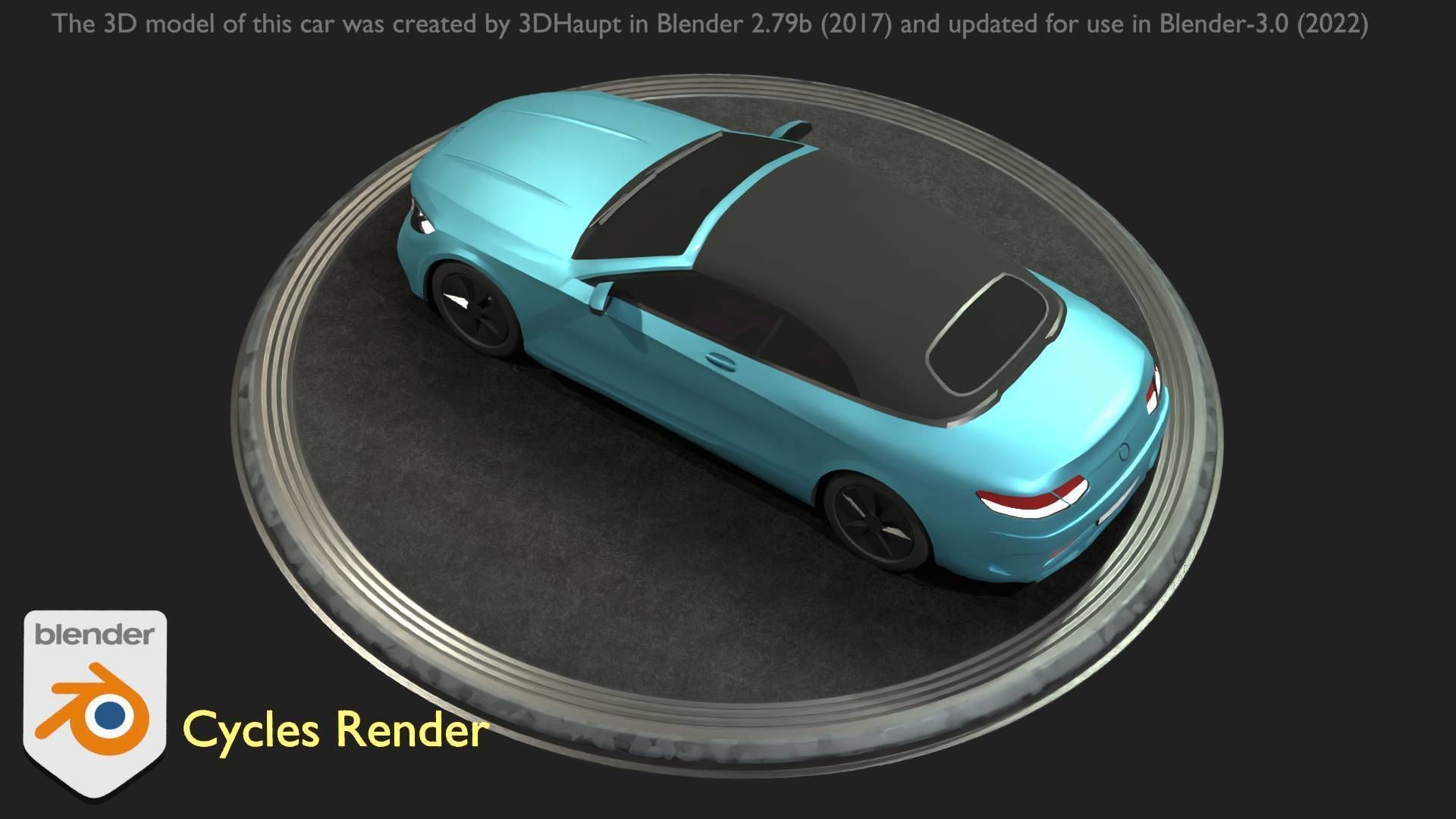 City Car 61 Upper Class Type-A Blue Low-poly 3D model_12