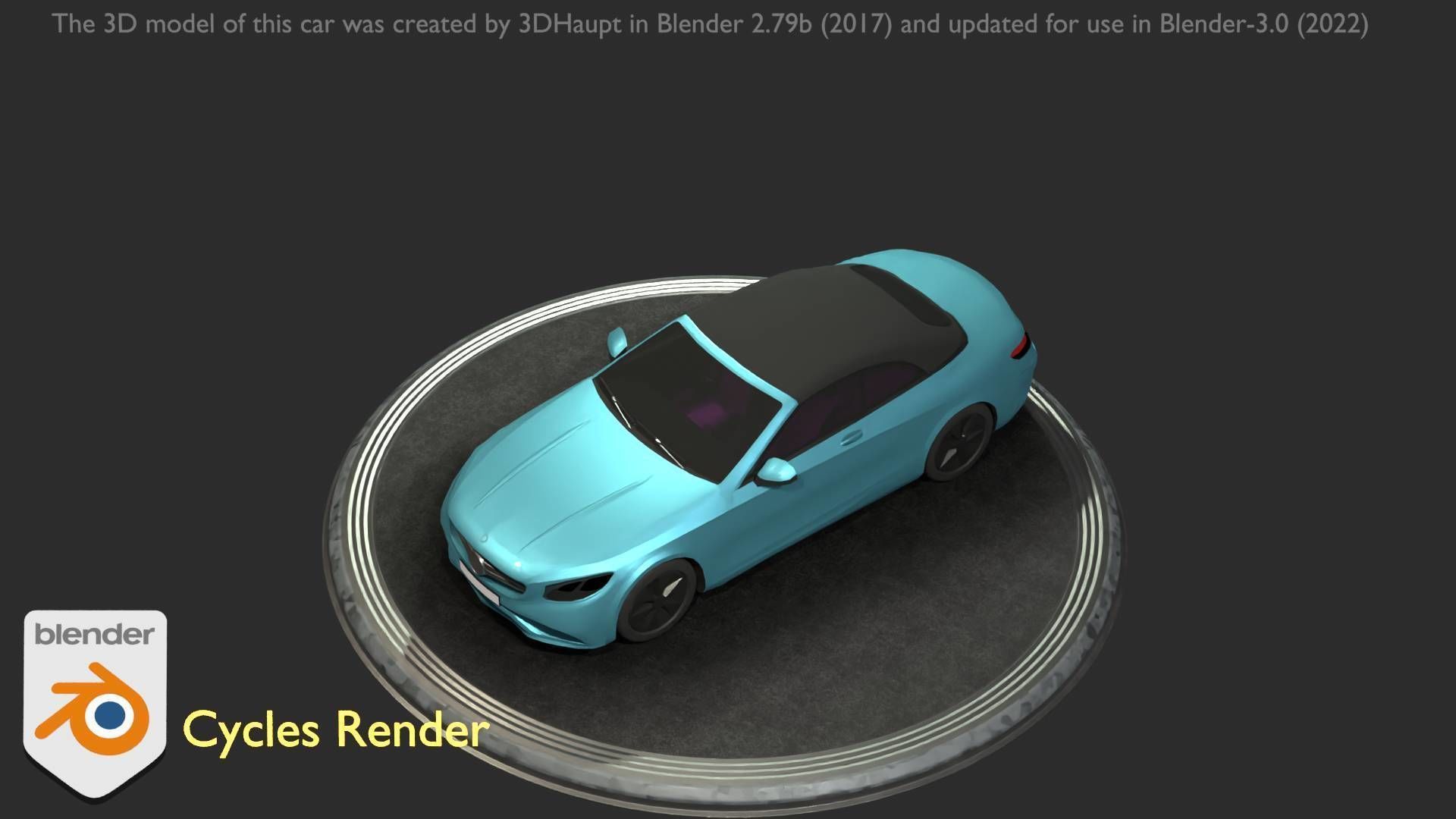 City Car 61 Upper Class Type-A Blue Low-poly 3D model_38
