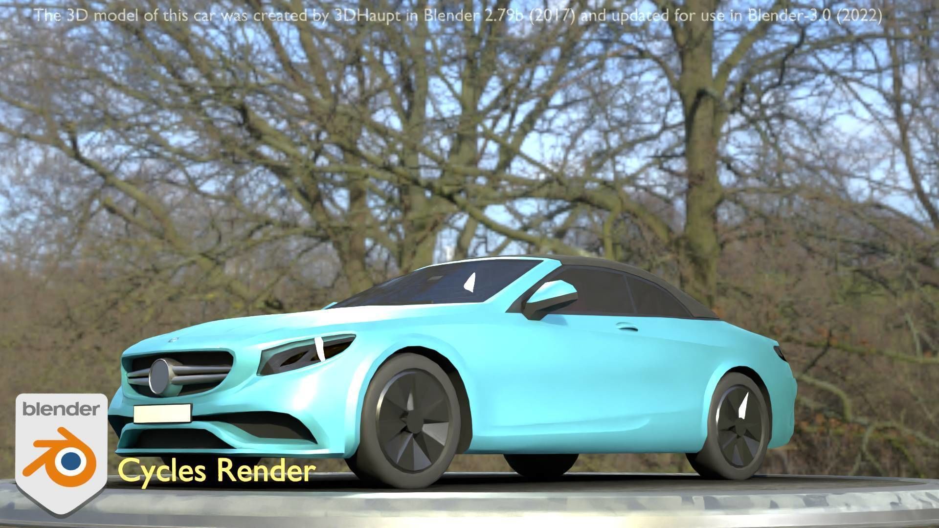 City Car 61 Upper Class Type-A Blue Low-poly 3D model_6