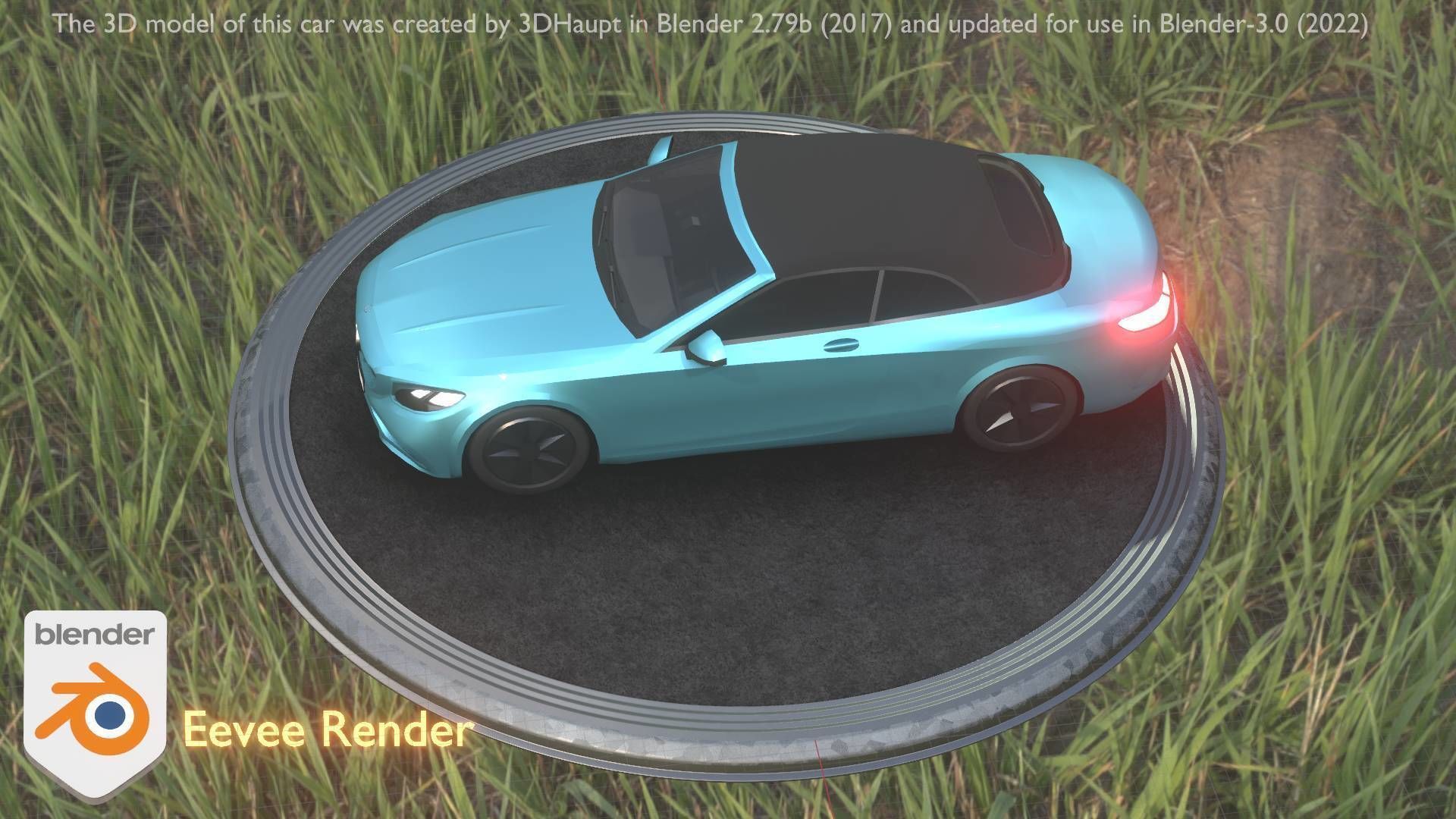 City Car 61 Upper Class Type-A Blue Low-poly 3D model_3