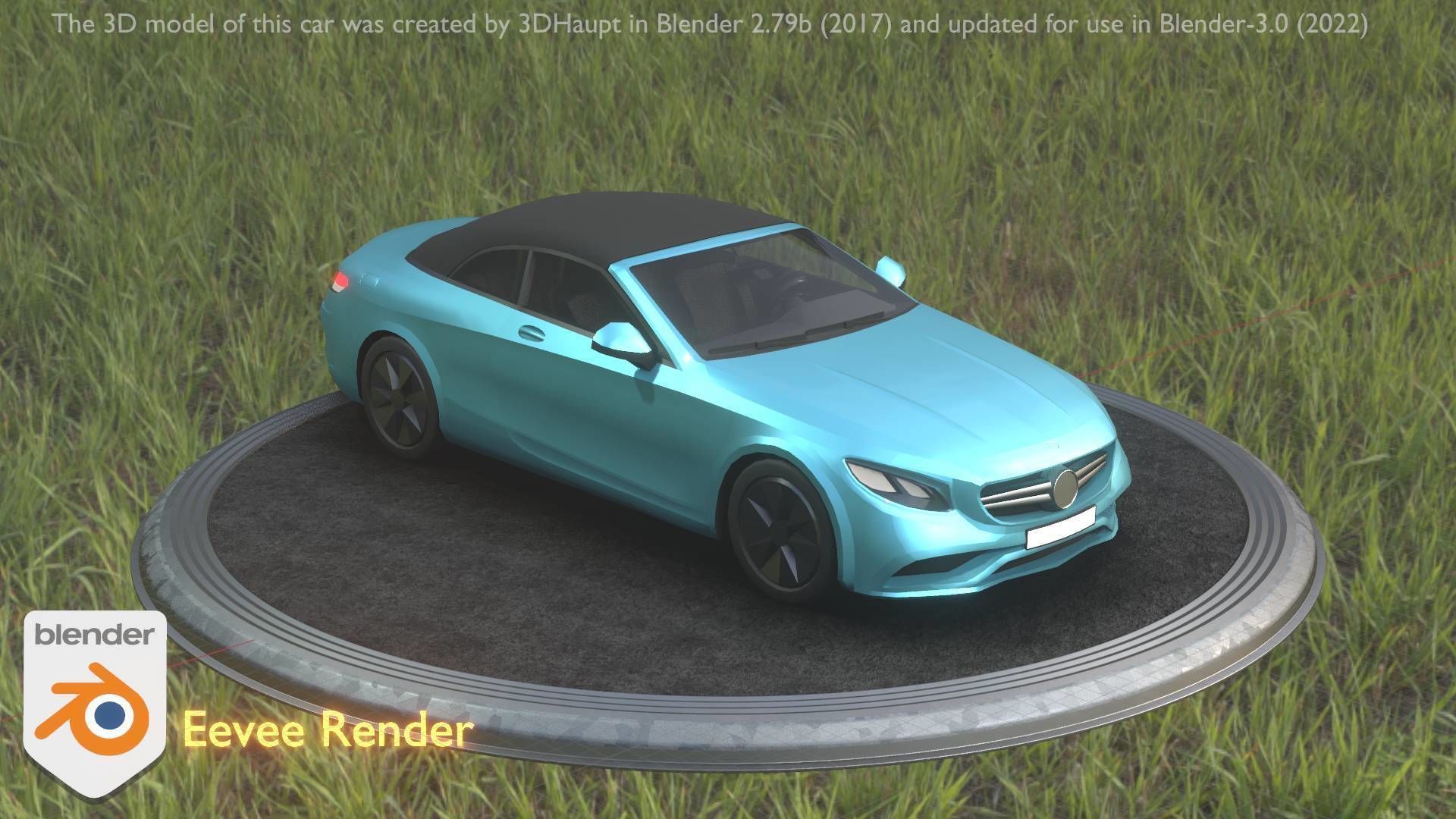 City Car 61 Upper Class Type-A Blue Low-poly 3D model_87