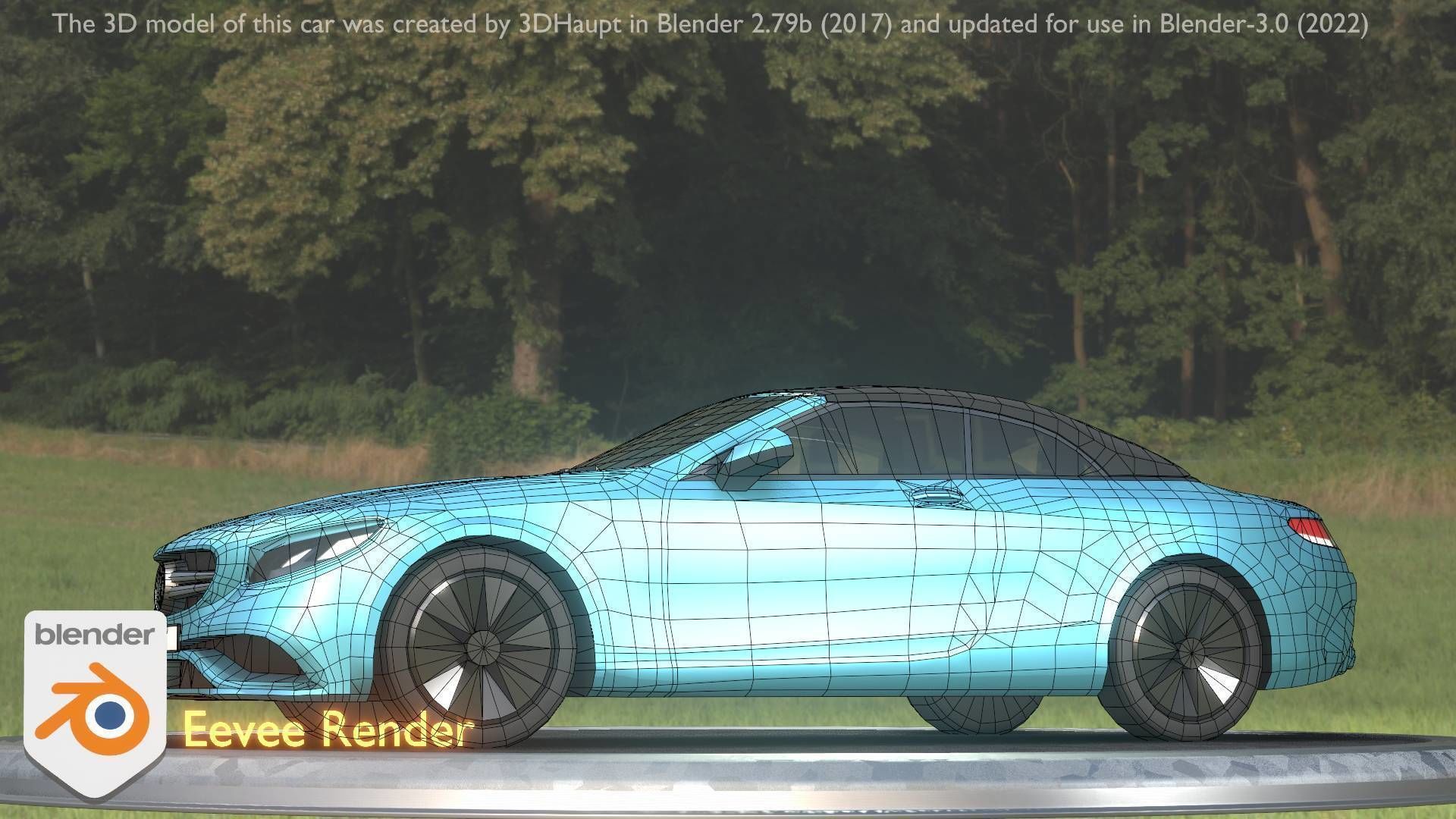 City Car 61 Upper Class Type-A Blue Low-poly 3D model_52