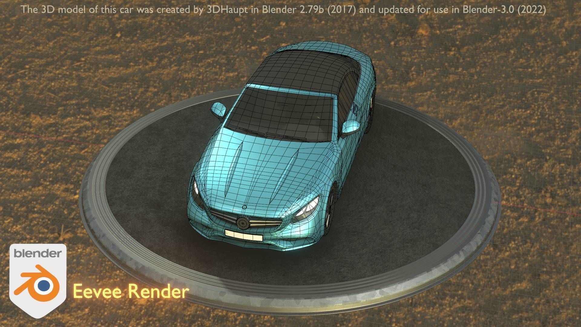 City Car 61 Upper Class Type-A Blue Low-poly 3D model_63